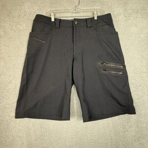 Lululemon Mens 36 Black‎ Pinstripe Golf Casual Walking Shorts Zip Pockets